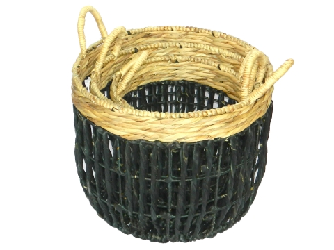 Water hyacinth storage basket mixed weave